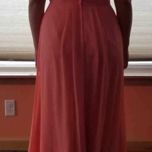 Long One-Shoulder Crinkle Chiffon Dress - Picture 5 of 5